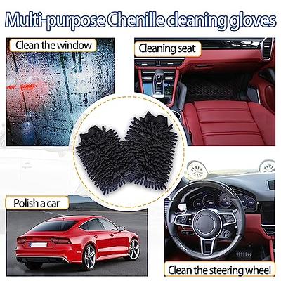 2Pcs Chenille Microfiber Premium Car Wash Mitt Scratch-Free Auto