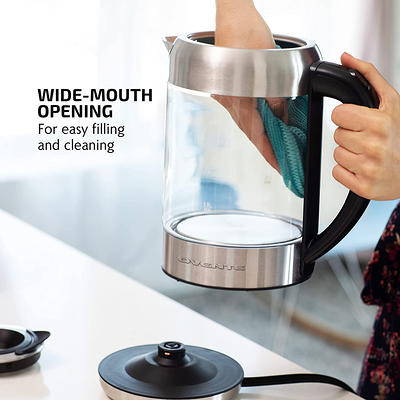 Ovente Glass Electric Kettle Hot Water Boiler 1.7 Liter ProntoFill Tech Portable Kettle