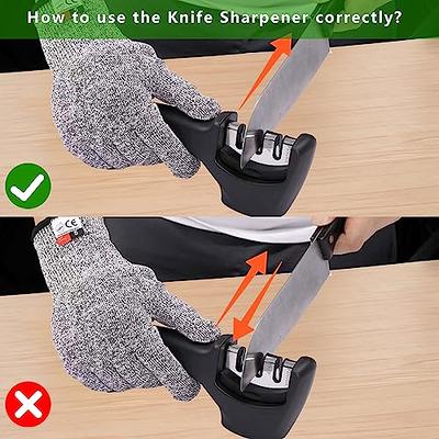 4-In-1 [4 Stage] Knife Sharpener with a Pair of Cut-Resistant