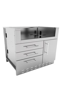 Allen + Roth Driftwood Shore 36.02-in W x 36.02-in D x 35.82-in H Outdoor Kitchen Corner Cabinet Stainless Steel | FHTA80080A