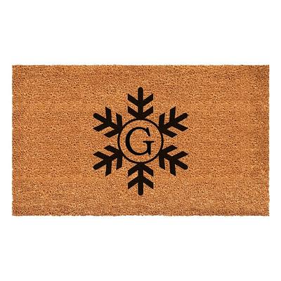 A1 Home Collections A1hc Beige 18 in. x 30 in. Natural Coir Heavy Duty PVC Backing Outdoor Monogrammed V Door Mat