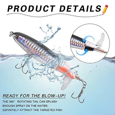 5pcs Topwater Artificial Fishing Lure, Whopper Plopper With Spinning Tail  Popper Wobbler Lure