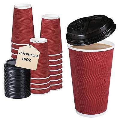 Turbo Bee Disposable Coffee Cups with Lids 16 OZ (100 Pack), To Go