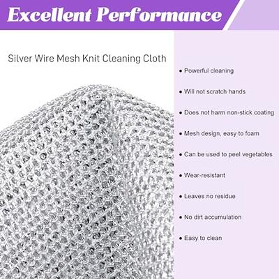 5/10/20pcs Non-Scratch Wire Dishcloth,Silver Wire Mesh Knit