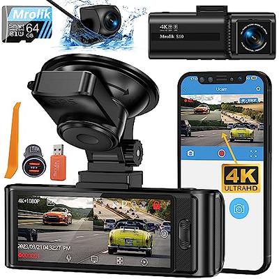 LANMODO 2 Channel D1 4K Dash Cam with 5G WiFi GPS App, Front 4K