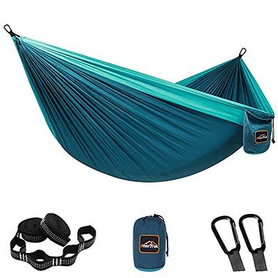 Sunyear Single & Double Camping Hammock with Net, Portable Outdoor Tree  Hammock 2 Person Hammock for Camping Backpacking Survival Travel, 10ft  Hammock Tree Straps and 2 Carabiners, Easy to Setup 