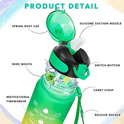 Water Bottle - Sport Water Bottle Drink Silicone Straw Fitness