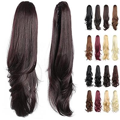 Long Wavy Straight Claw Clip on Ponytail Hair Extension Synthetic Ponytail Extension, Human Hair Ponytail Hair for Women Pony Tail Hair Hairpiece