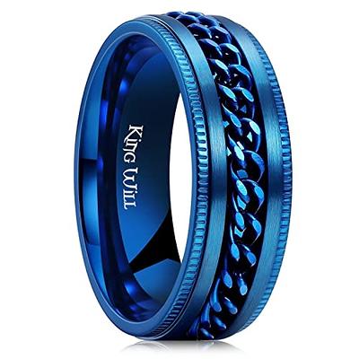 King Will 8mm Black Spinner Ring Stainless Steel Fidget Ring Anxiety Ring  For Men curb chain Inlay 11