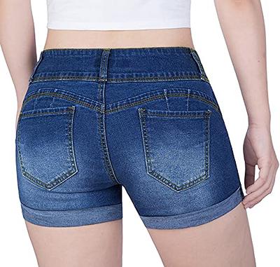 Govc Women Casual Summer Mid Waist Stretchy Denim Jean Shorts