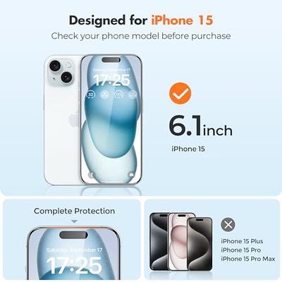 QHOHQ 3 Pack Screen Protector for iPhone 15 [6.1 Inch] with 3 Pack Camera  Lens Protector, Tempered Glass Film, HD Clear, 9H Hardness, No Bubbles,  Case