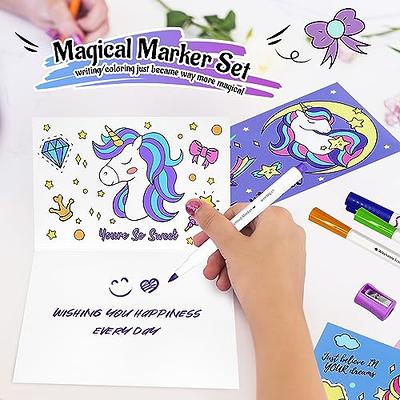 Sytle-carry Stationery Set Unicorns Gifts, 50 Pcs Filled Stationery with Unicorn Pencil Case Coloring Books Colored Pens Stickers, Arts and Crafts for