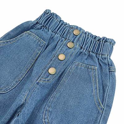 Nokpsedcb Toddler Baby Girl Jeans Casual High Waisted Wide Leg Pant  Straight Denim Jean Trousers Baggy Blue 12-18 Months - Walmart.com