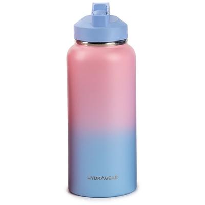 Tasty 16 oz Blue Ombre Plastic Water Bottle with Wide Mouth and Flip-Top Lid