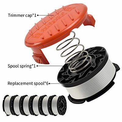 String Trimmer Spools Compatible with Black and Decker AF-100 Autofeed Weed  Eater Spools, Replacement Spool Weed Eater Spools Refills Line GH600 GH900  Edger with Spool Cap Cover (6 Spools) 