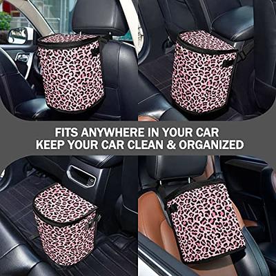 HerMia PU Leather Car Trash Can Bin, Foldable Hanging Car Seat