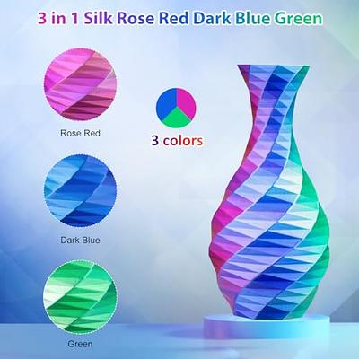 Silk MagicPLA 3D Printer Filament, Shiny Silk Coextruded PLA, PLA Filament  1.75mm, Silk Rosered-Silk Blue Filament, 1kg/2.2lbs