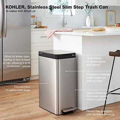 13-Gallon Stainless Steel Step Trash Can with Fingerprint-Resistant Finish