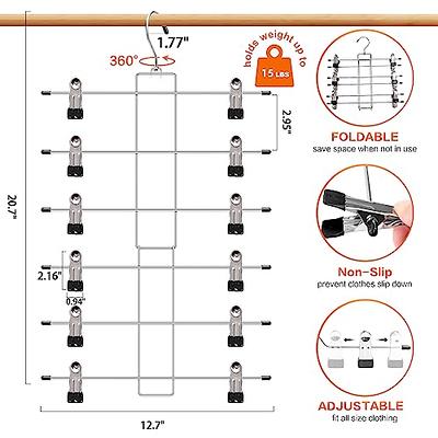 Skirt Hangers 4 Tier Shorts Hangers with Clips, Wooden Pants Hangers Space  Saving,Magic Skirt Closet Organizers and Storage Dorm Room Essentials (2