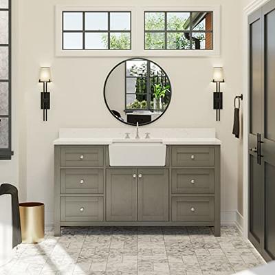 Farmhouse 60 in Double Sink Bathroom Vanity in Grey