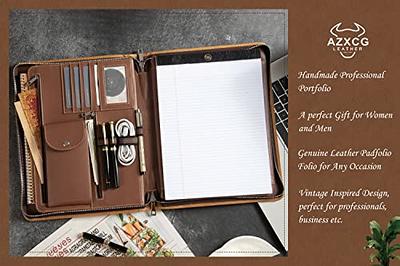 Professional Padfolio Organizer Vintage Genuine Leather Portfolio Case