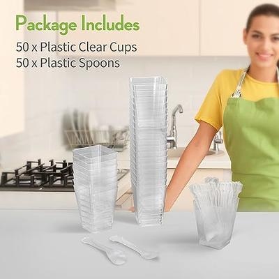 HawHawToys 60 Pack 3 OZ Dessert Cups with Lids and Spoons, Clear Plastic  Mini Dessert Shooter Parfait Cups for Party Desserts,Appetizers Serving  (60) - Yahoo Shopping