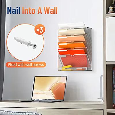 SUPEASY 6-Tier Wall File Organizer with Hooks, Hanging Wall File Holder for  Papers, Folders, Files Clipboard & Magazine Organization Great for Office  Home, Silver - Yahoo Shopping