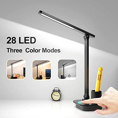 Led Desk Lamp Desk, Usb Charging Port Table Lamps For Bedroom, 2 Pen  Holders Reading Light, 3 Dimmable Modes Desk Lamp, Battery Operated Touch  Lamp Fo