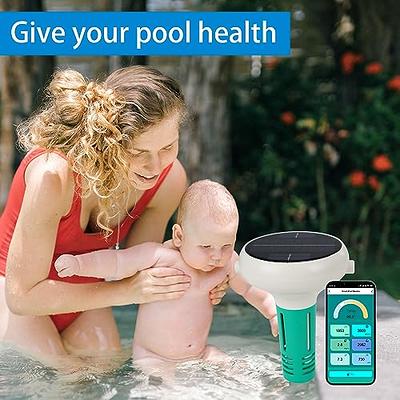 Geevon Wireless Pool Thermometer Floating Easy Read,Remote Digital Pool Thermometer with High & Low Alert, 4.9 Large Display and 10S Backlit for