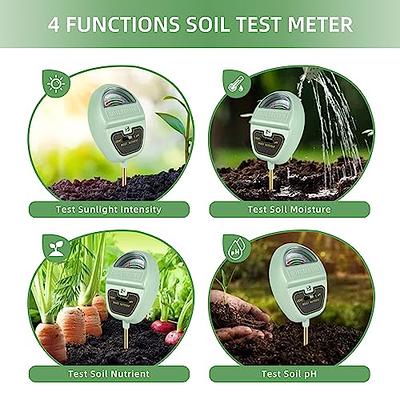 Soil Moisture Meter,4-in-1 Soil Ph Meter, Soil Tester for Moisture,  Light,Nutrients, pH,Soil Ph Test Kit, Great for Garden, Lawn, Farm, Indoor  