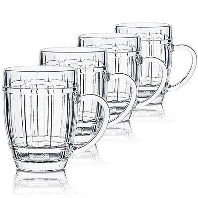 CREATIVELAND Barrel Glass Beer Mugs - Set of 4 Freezer Beer Glasses with  Handle - Geometric Beer Stein Household Cup - Retirement Gifts for Men  (Barrel, 590ml/20oz) - Yahoo Shopping