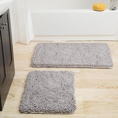 allen + roth 20-in x 32-in Dark Gray Polyester Bath Mat in the