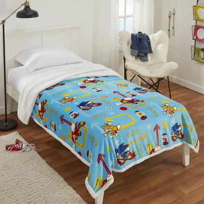 Sonic the Hedgehog Kids Plush Twin/Full Blanket, 62 x 90, Blue, Sega 