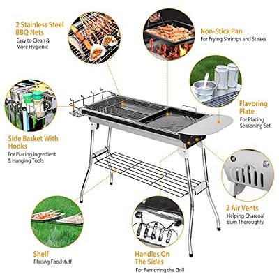 Barbecue Net, Portable Handle Iron Non-Stick BBQ Rack Barbecue Wire Mesh  Grill Net for Family Gatherings, Garden Parties, picnics and Camping.