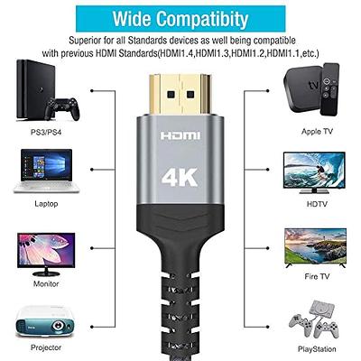 4K HDMI Cable 15FT,Highwings 2.0 High Speed 18Gbps HDMI Braided  Cord-Supports (4K 60Hz HDR,Video 4K 2160p 1080p 3D HDCP 2.2 ARC-Compatible  with