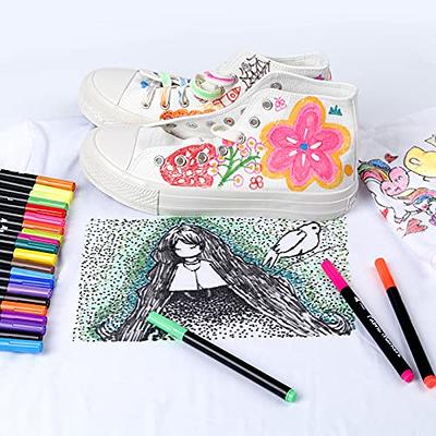 Shuttle Art Fabric Markers Pens, 30 Colors Dual Tip Fabric Markers  Permanent No Bleed Markers for T-Shirts Sneakers, Non-Toxic & Child Safe  Permanent