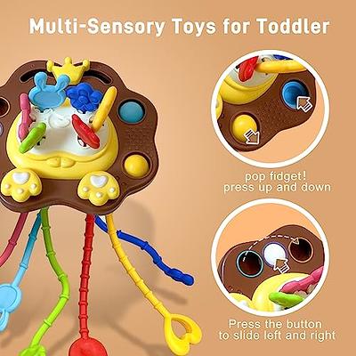 Oueyes Montessori Toys for Babies 6-12 Months Baby Sensory Toys Teething  Toys 12-18 Months Pull String Activity Toys Sensory Toys for Toddlers 1-3