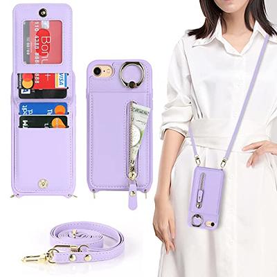 M-Plateau Phone Wallet,Card Holder for Phone Case with with Zipper Coin Purse and Cell Phone Lanyard Work with iPhone 14 and Most of Smart Cell