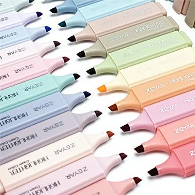 ZEYAR Clear View Highlighter Pen, See-Through Chisel Tip & Fine Tip, Dual Tips Marker, Water Based, No Bleed, Quick Dry (12 Vintage Colors)