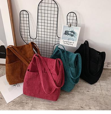 Korean Style Corduroy Tote Bag