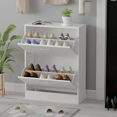 FUFU&GAGA 47.2-in H 3 Tier 12 Pair White Composite Shoe Cabinet in