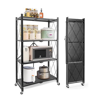 44.75 Xtra Storage 4 Tier Folding Metal Shelf Black - Breighton Home :  Target