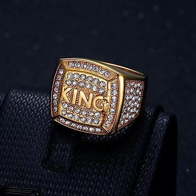 MIVEIVIA ICED OUT Ring for men Wedding Rings for Men Smooth Rectangle ring  Hip Hop ring