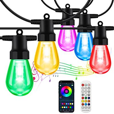 100FT Outdoor String Lights with Dimmable Remotes,Rgb Outdoor Lights for  Patio L