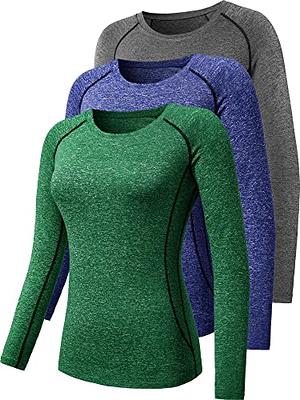 CADMUS Women's 3 Pack Athletic Compression Long Sleeve T Shirt ,Grey,Blue,Green,X-Small - Yahoo Shopping