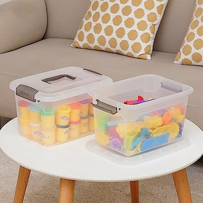 Citylife 6 Pack Small Plastic Storage Basket with Handles Off-White