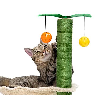 Pet Life Paw-Pleasant Eco-Natural Sisal and Jute Hanging Carpet Kitty Cat Scratcher with Toy, Pink