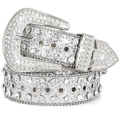 Western Rhinestone Belt Cowgirl Cowboy Crystal Studded Bling Belt for Men  Women