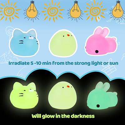 25 Pack Squishy Mochi Squishy Toys, Glitter Glow in the Dark Mini