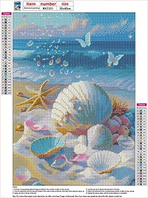 MXJSUA 5D Diamond Painting Kits, Beach Diamond Art Kits Seashells